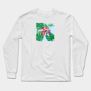 Tropical Leaves and FLowers Long Sleeve T-Shirt